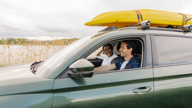 A couple on a road trip 