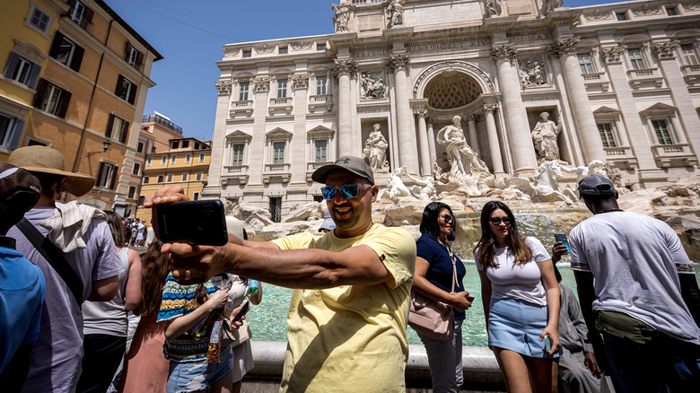 Tourists at the Trevi Fountain