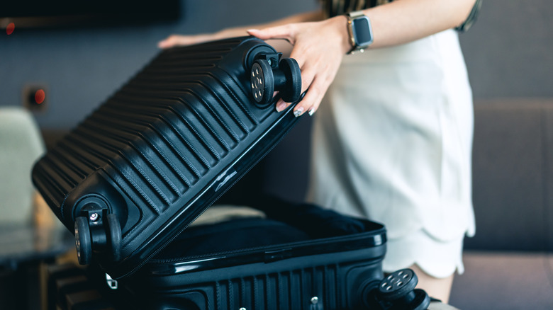 a lightly packed suitcase