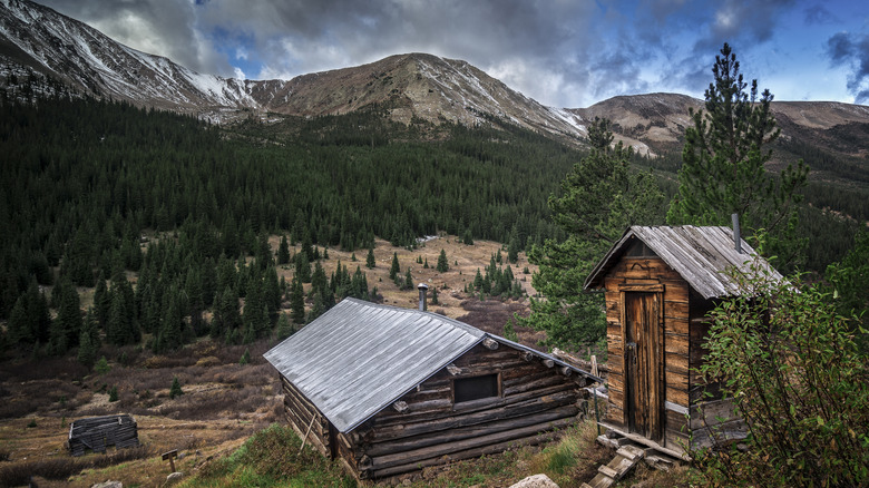 Two log buildings in Independence Ghost Town