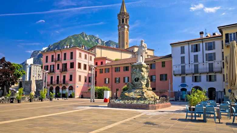 colorful town square of Lecco