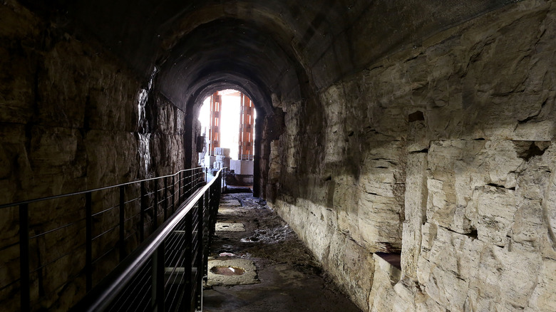 Dark tunnel under the Colosseum