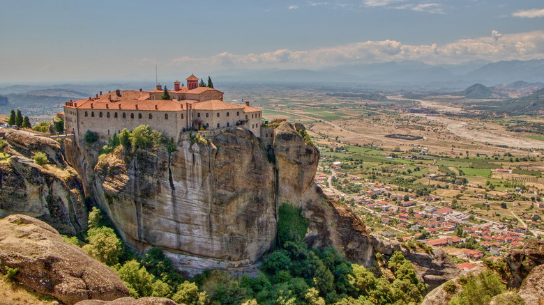 church high above town below