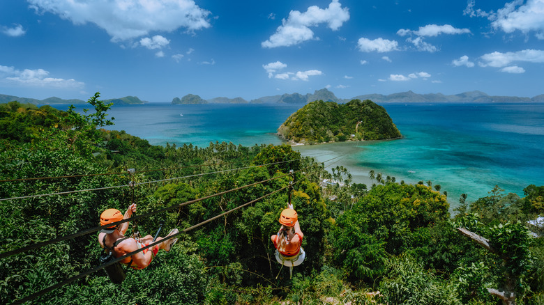 Ziplining on tropical Philippines island