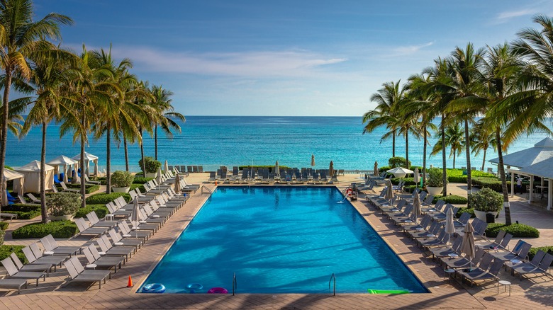 Resort pool with ocean view