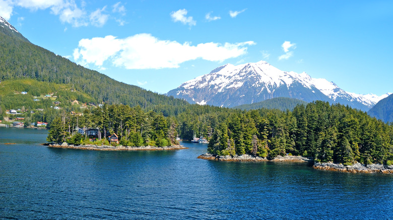 Sitka, Alaska with mountain behind