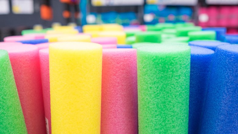 Rows of pool noodles