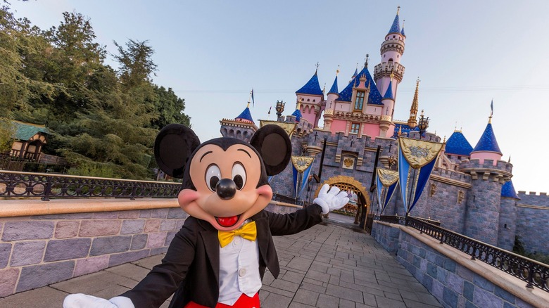 Mickey at the Disneyland castle