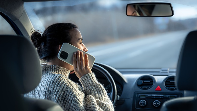 woman driver making a call