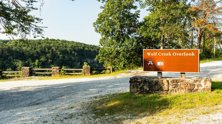 Overlook signage near the road