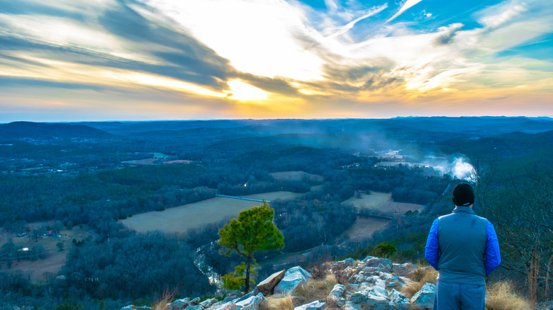 man hiking Arkansas