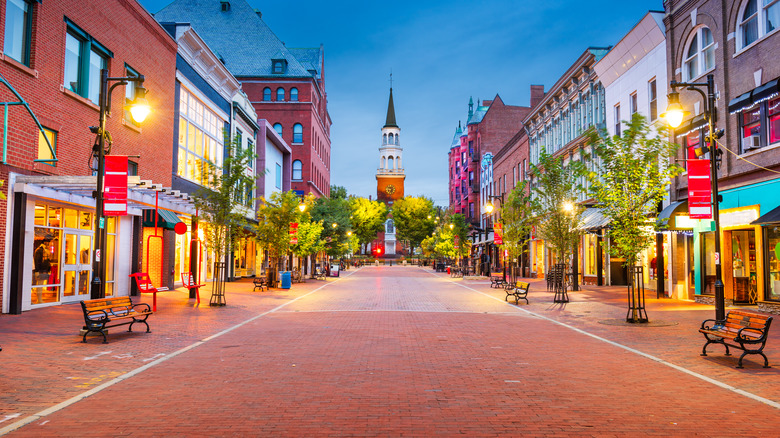 Empty street in Burlington, Vermont