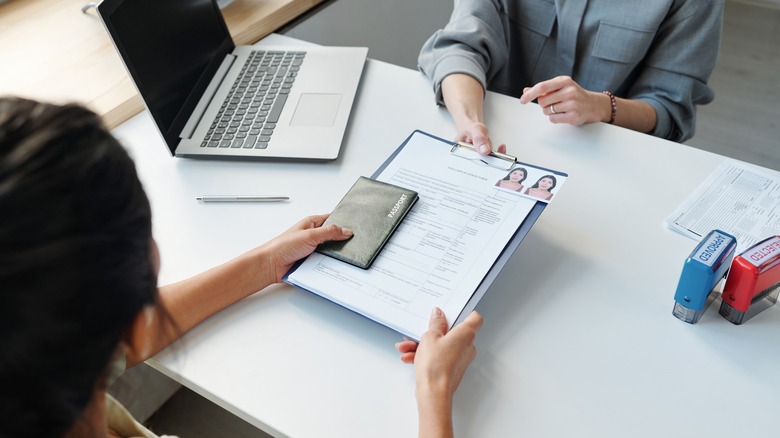 woman applying for visa permit