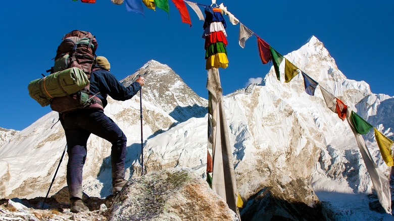 hiker on the approach to Mount Everest