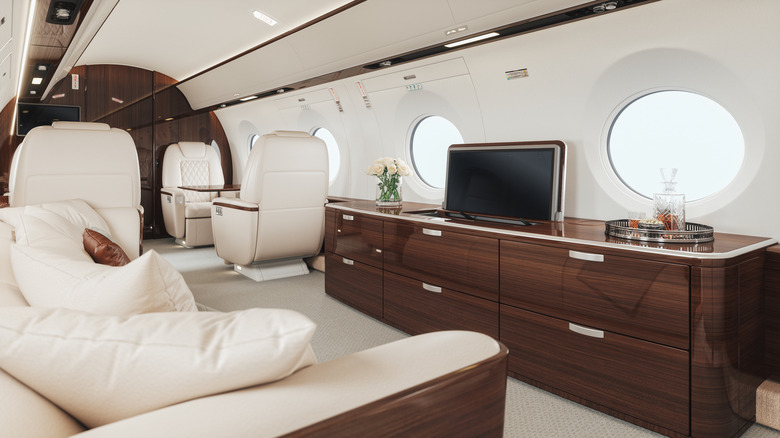 Interior of private jet