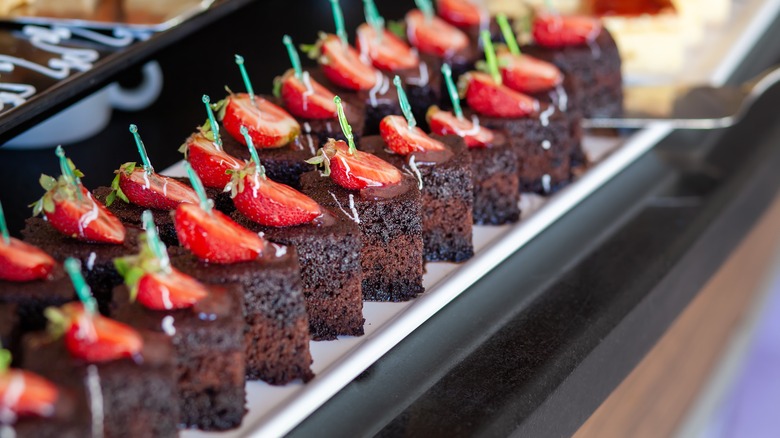 Chocolate buffet with strawberries