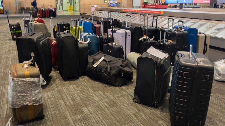 Bags at an airport carousel