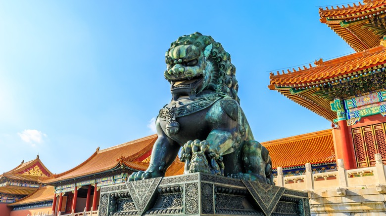 A bronze lion in the Forbidden City