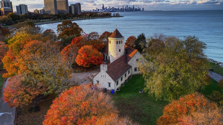 Aerial view of Promontory Point in Chicago