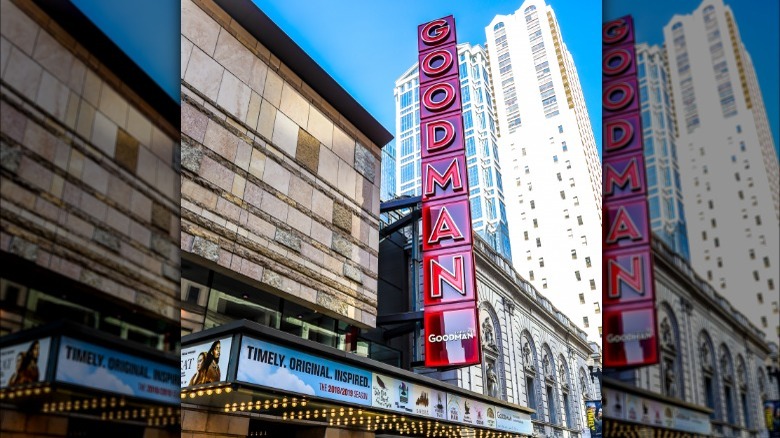 The Goodman Theatre marquee downtown