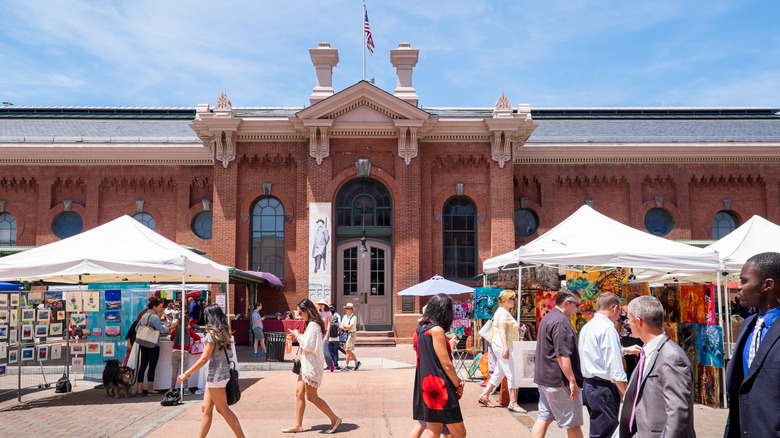 Shoppers in front of the Eastern Market