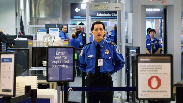 Security at expedited screening lines at airport