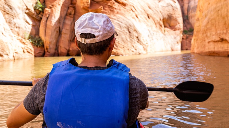 kayaking in a canyon