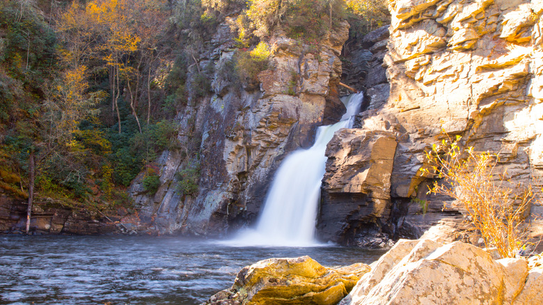 At the base of Linville Falls