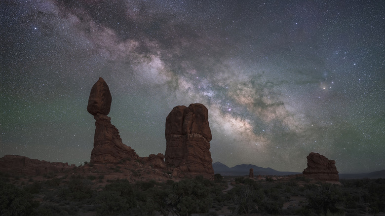 Starry skies over rock formations