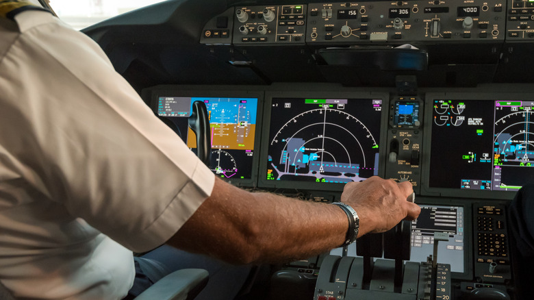 Pilot in cockpit