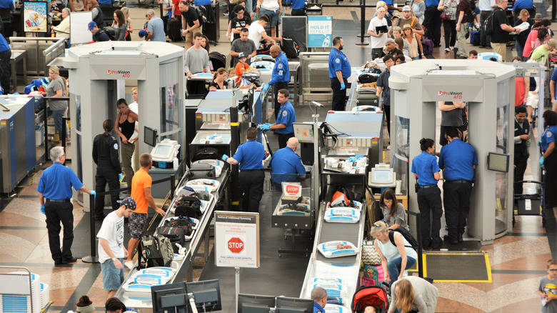 airport security checkpoint from above