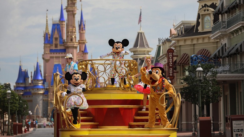 Parade float with Disney characters