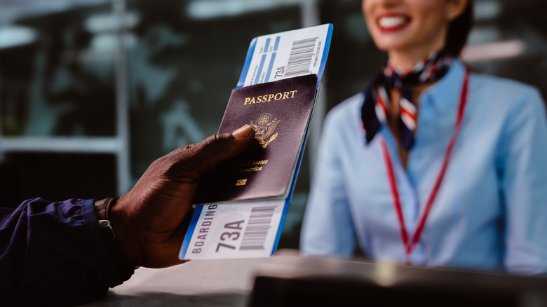 Holding travel documents at check-in