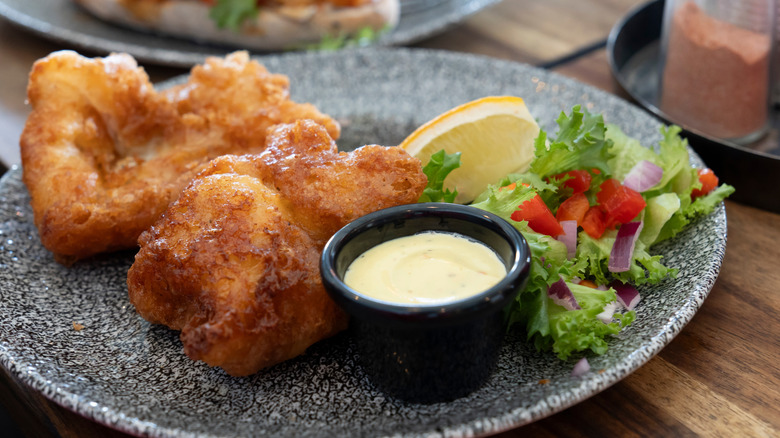 Fish and chips with tartar sauce