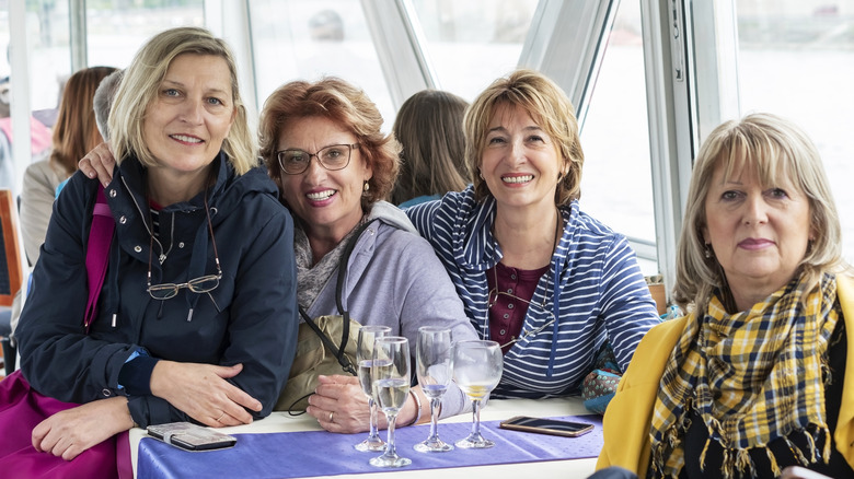 women on cruise ship deck