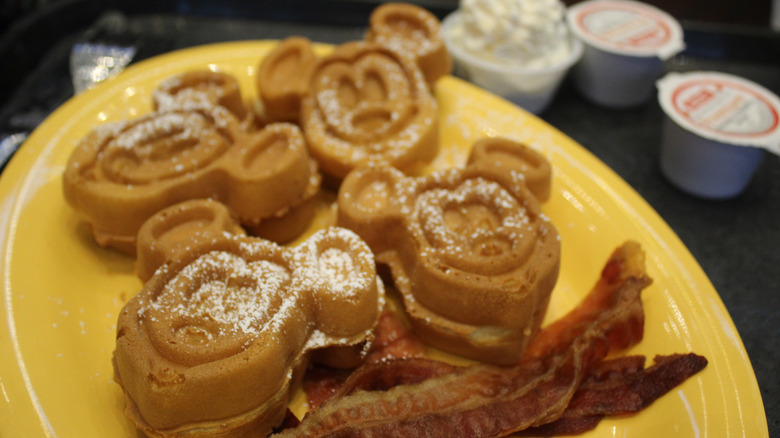 Mickey waffles with bacon