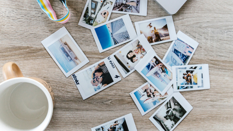 Vacation polaroids on a table