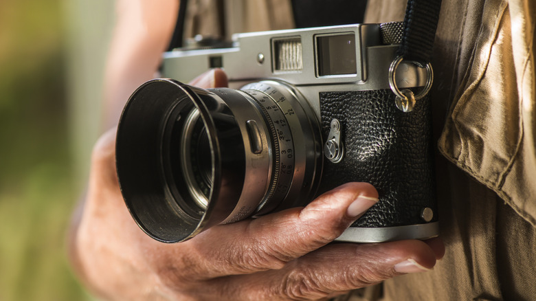 Close-up of analog camera