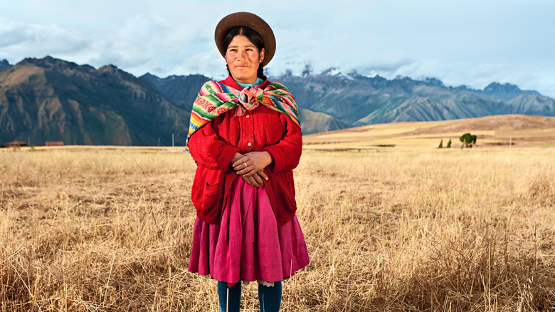 woman in traditional Andean clothing