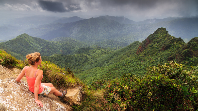 woman sitting puerto rican mountain