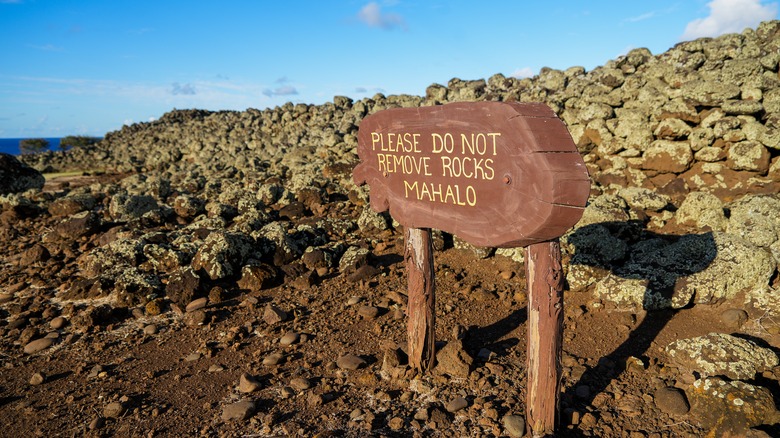 sacred Hawaiian site with sign
