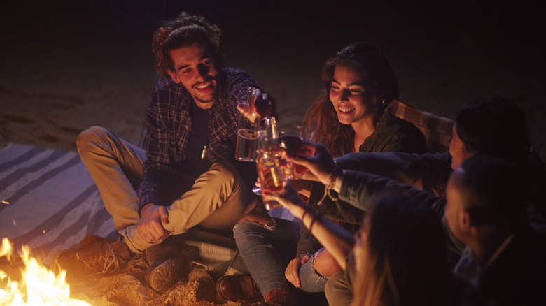 A group of young people camping 