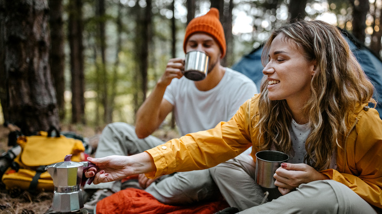 A couple camping 