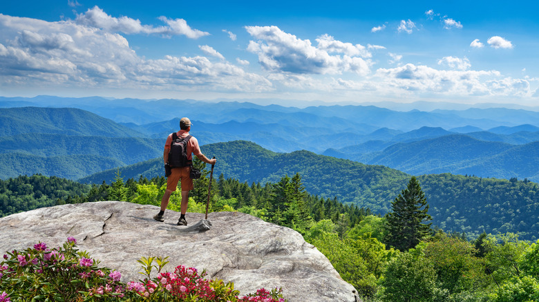 Man standing on mountain North Carolina