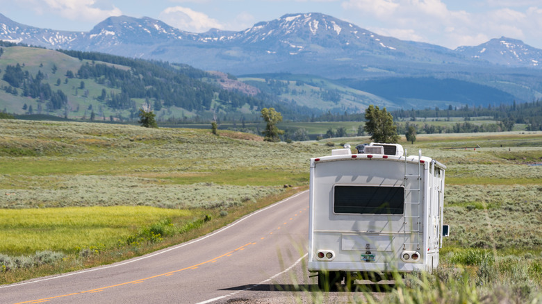 rv parked in national forest