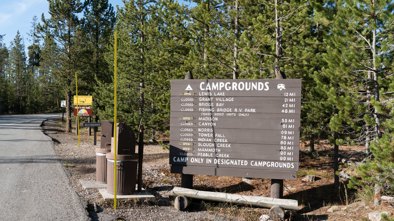 campground sign in Yellowstone