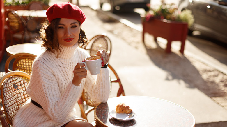 Woman in Paris café 