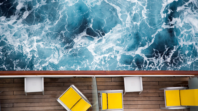 Cruise ship deck with stormy waters