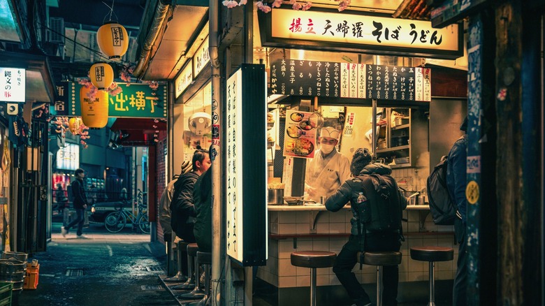 Japanese food stall at night