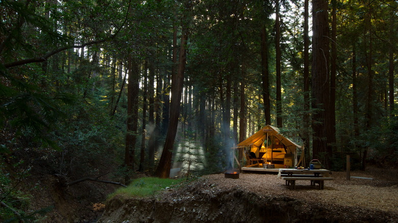 Tent cabin in Ventana Campground in Big Sur